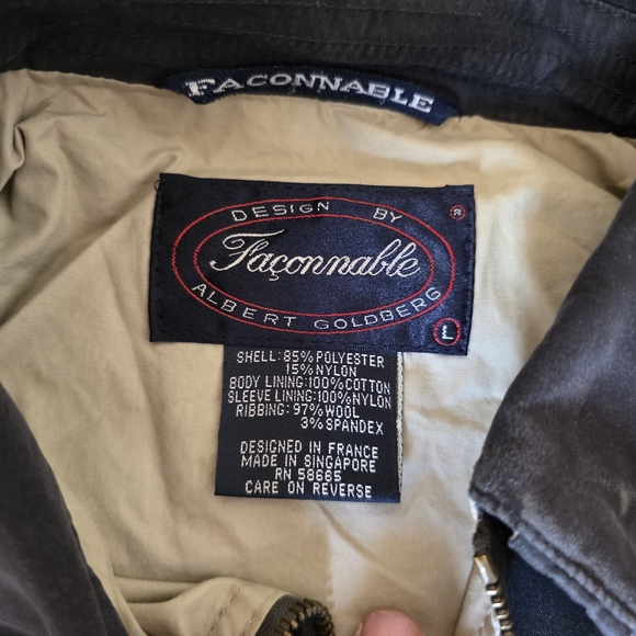 Faconnable Vintage Zip Jacket Men’s L Soft Cotton Lined Water Resistant - Picture 3 of 12